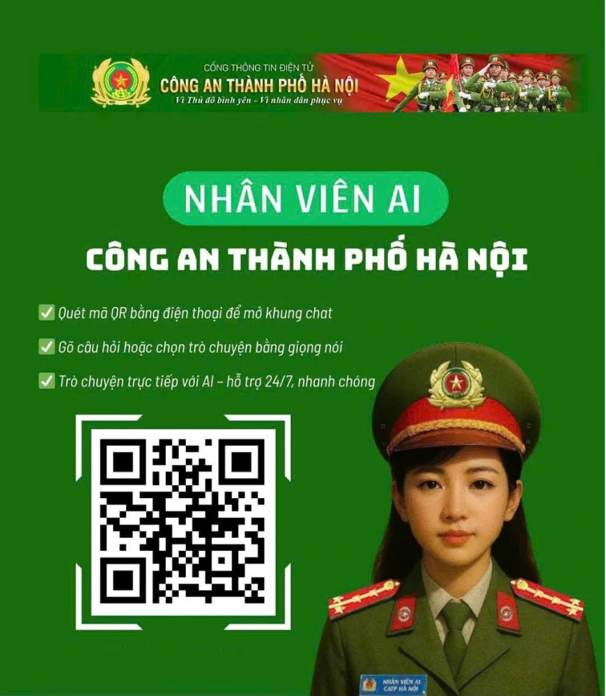 Công an Hà Nội ra mắt "Cảnh sát AI" làm việc 24/24h